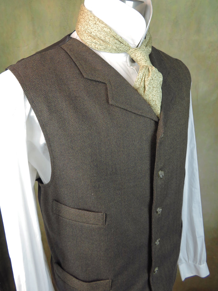 Men's Notch Vest - Coffee Brown Herringbone (484-B)