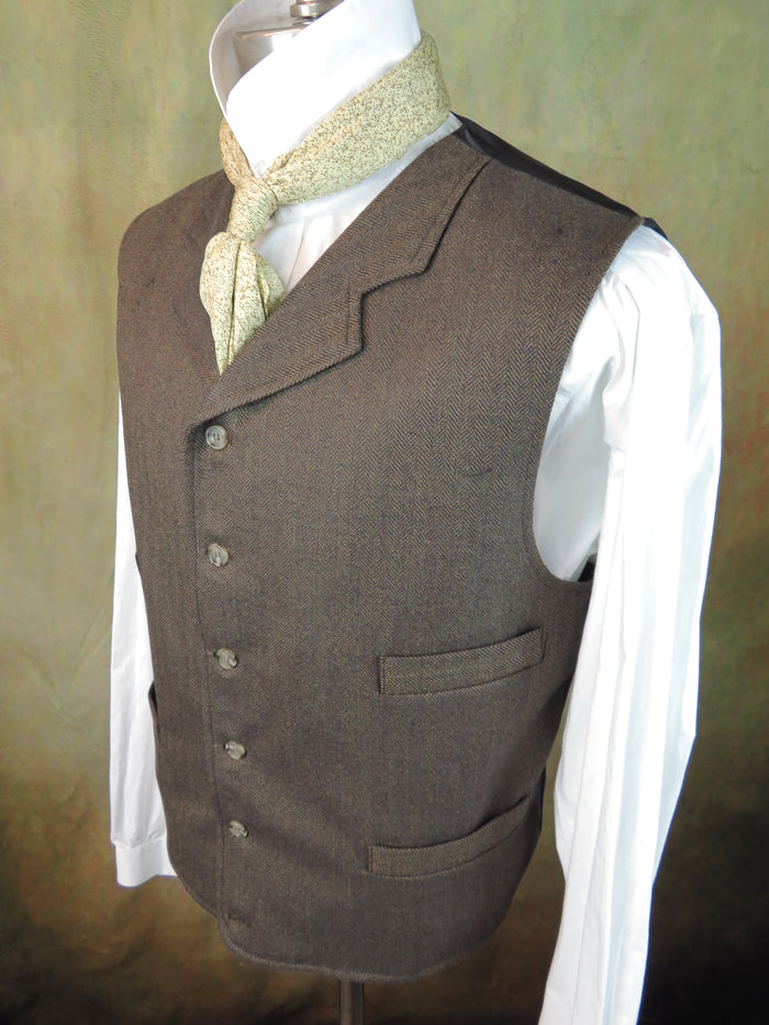 Men's Notch Vest - Coffee Brown Herringbone (484-B)