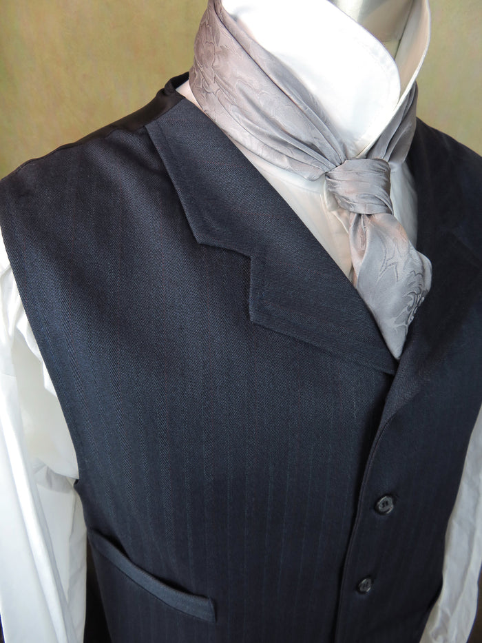 Men's Notch Vest - Dark Blue with Wine Accent Herringbone #150-B