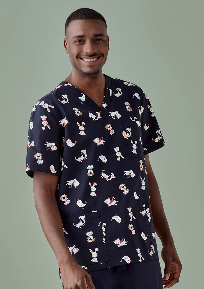 Mens Printed Best Friends Scrub Top | CST147MS