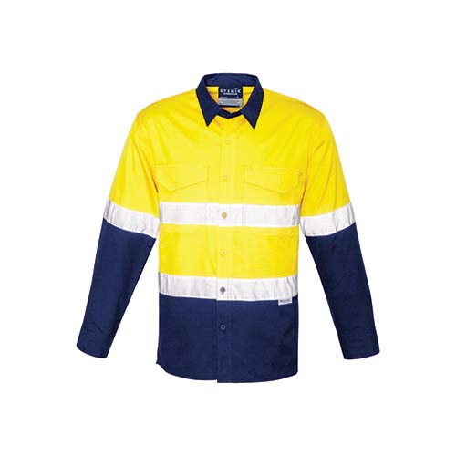 Mens Rugged Cooling Taped Long Sleeve Hi Vis Spliced Shirt | ZW129