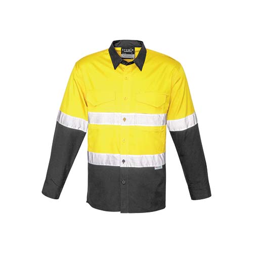 Mens Rugged Cooling Taped Long Sleeve Hi Vis Spliced Shirt | ZW129