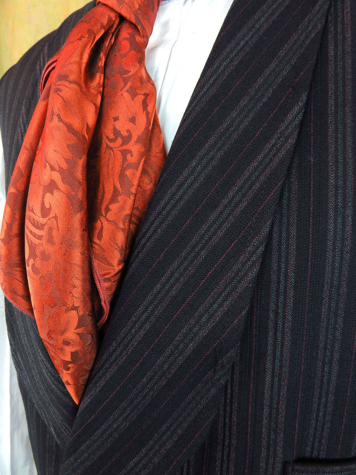 Men's Shawl Vest - Black with Charcoal and Copper Stripe #621
