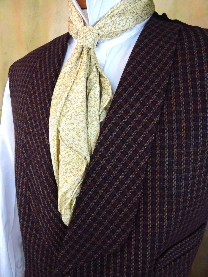 Men's Shawl Vest - Gold and Rust Mini Check