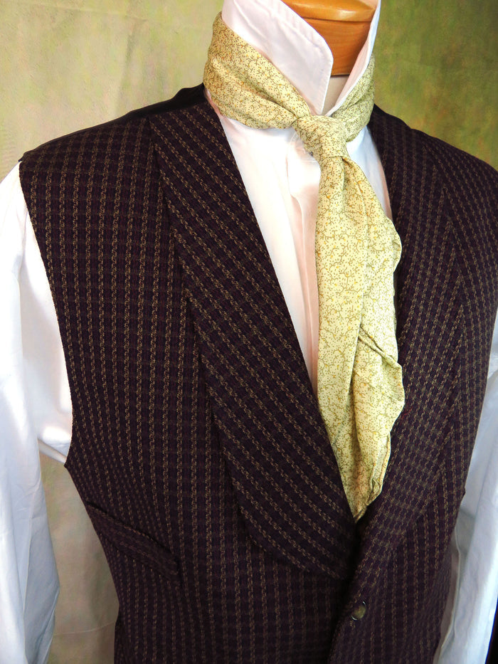 Men's Shawl Vest - Gold and Rust Mini Check