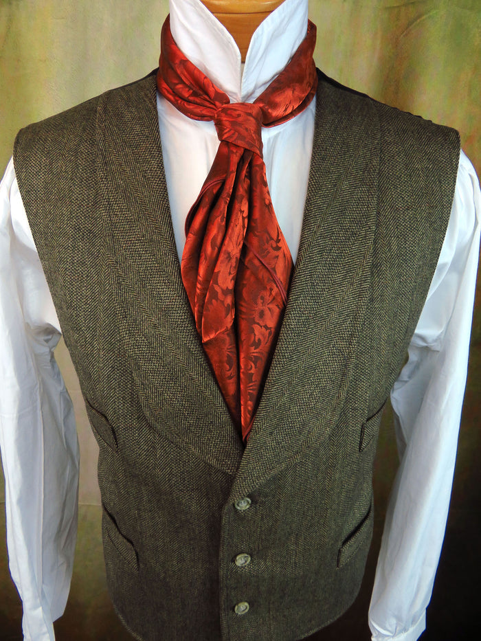 Men's Shawl Vest - Verdun Green Herringbone