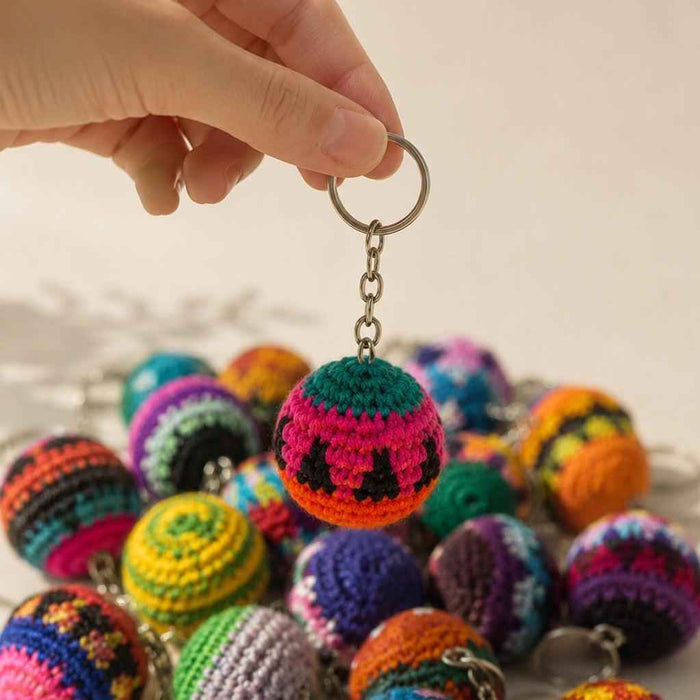 Mini Foot Bag Handmade Stress Ball Sack Crochet Keychain – Guatemala