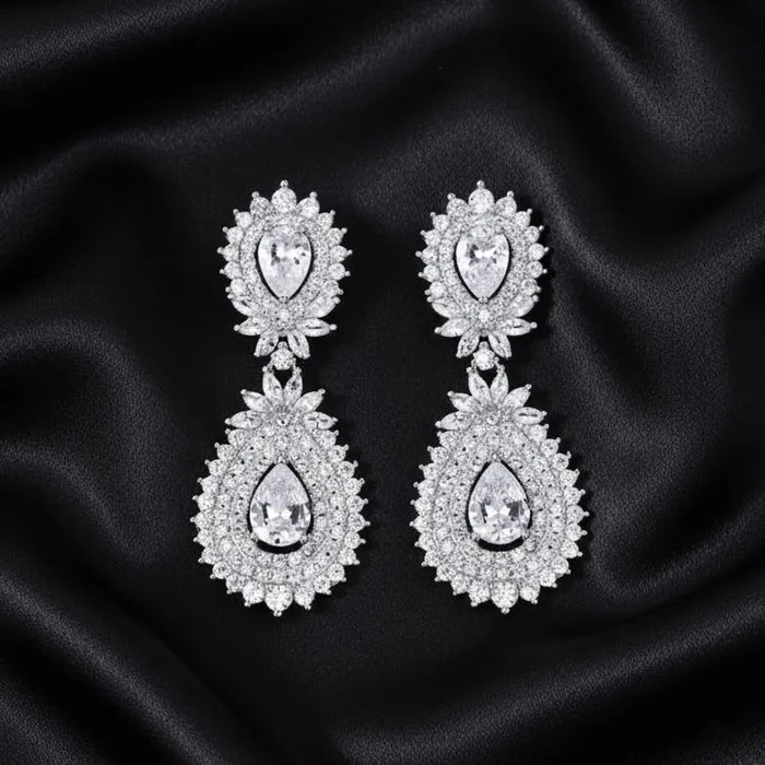 Luxurious CZ Bridal Drop Earrings | Elegant Wedding Jewelry