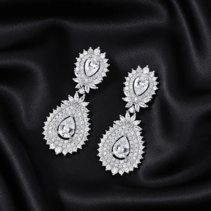 Luxurious CZ Bridal Drop Earrings | Elegant Wedding Jewelry