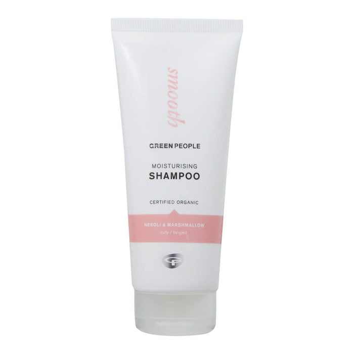 Green People moisturising shampoo 200ml tube on a white background.