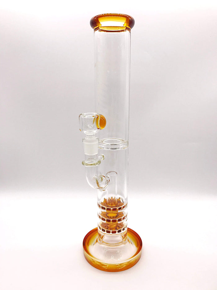 Smoke Station Water Pipe Orange Monark Cobble Perc Triple Stack Water Pipe