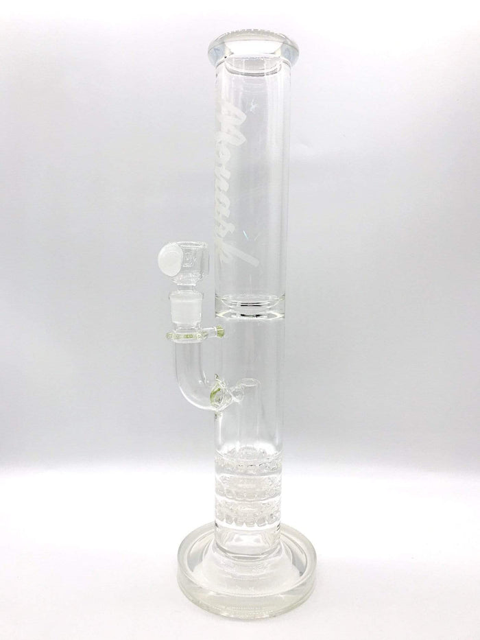 Smoke Station Water Pipe Clear Monark Cobble Perc Triple Stack Water Pipe (14” tall 14mm)