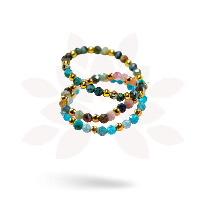 Multi-Stone Gemstone Bead Elastic Ring - Thailand