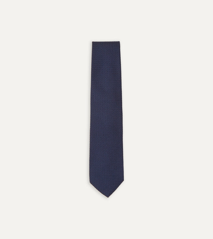 Navy Large Knot Grenadine Tipped Tie