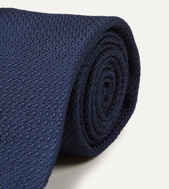Navy Large Knot Grenadine Tipped Tie