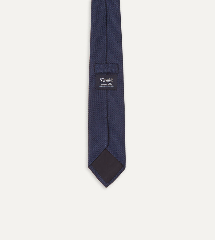 Navy Large Knot Grenadine Tipped Tie
