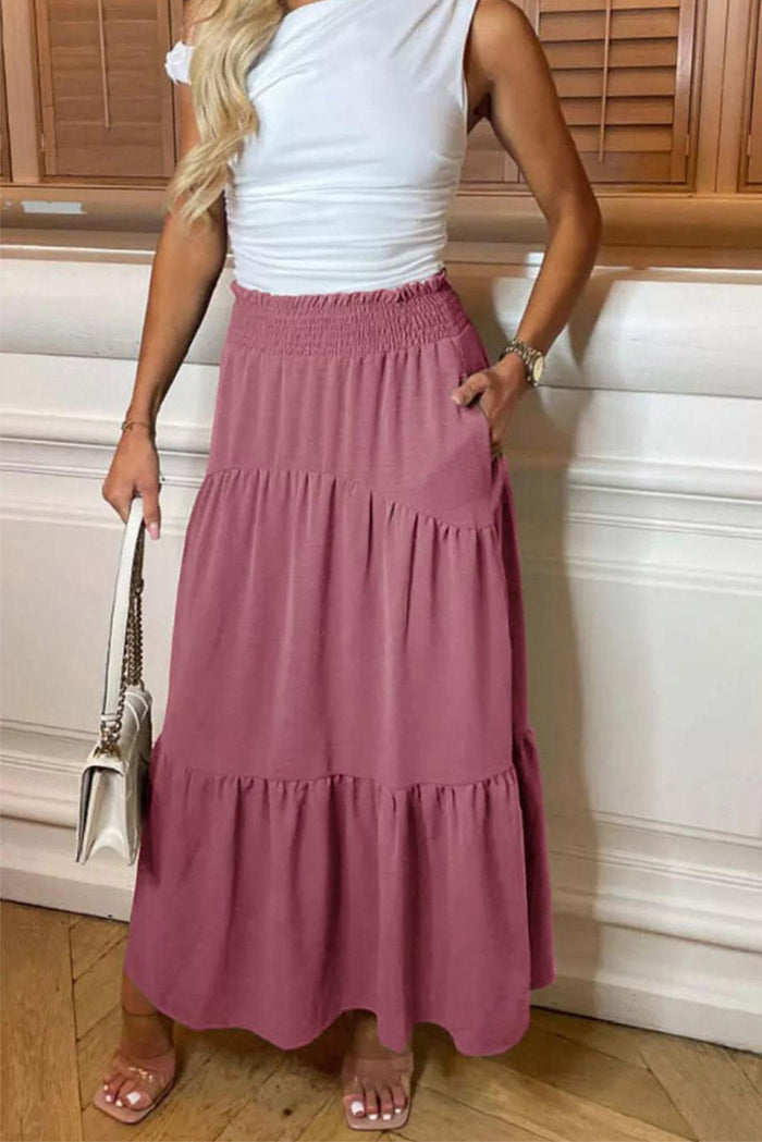 New High Waisted Sheering Pockets Maxi Skirt 🇬🇧
