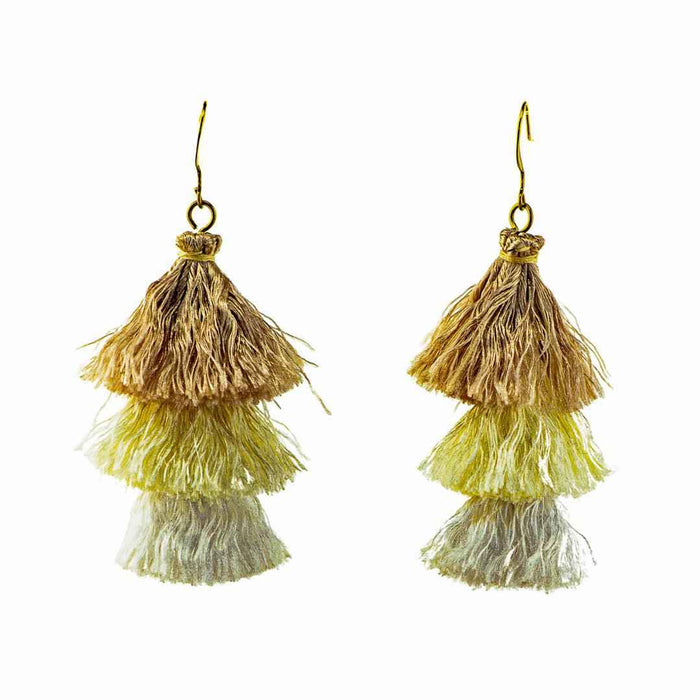 Nora Triple Tassel Silk Boho Lightweight Earrings - Thailand