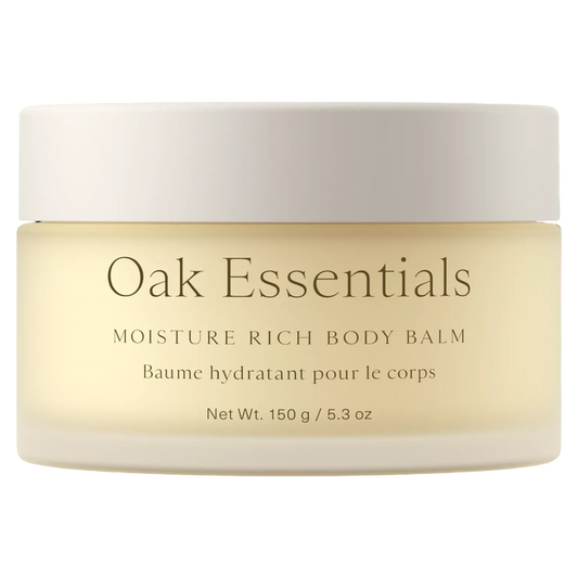 oak essentials body balm, moisture rich body balm, luxury body care, blue tansy skincare, ultra hydrating body balm, clean beauty body care, sensitive skin body balm, award winning body care