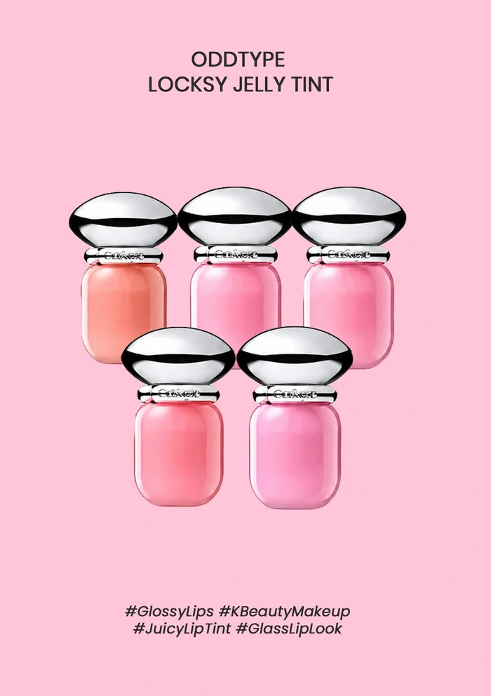 Locksy Jelly Tint lip products on a pink background with 'ODDTYPE' branding.