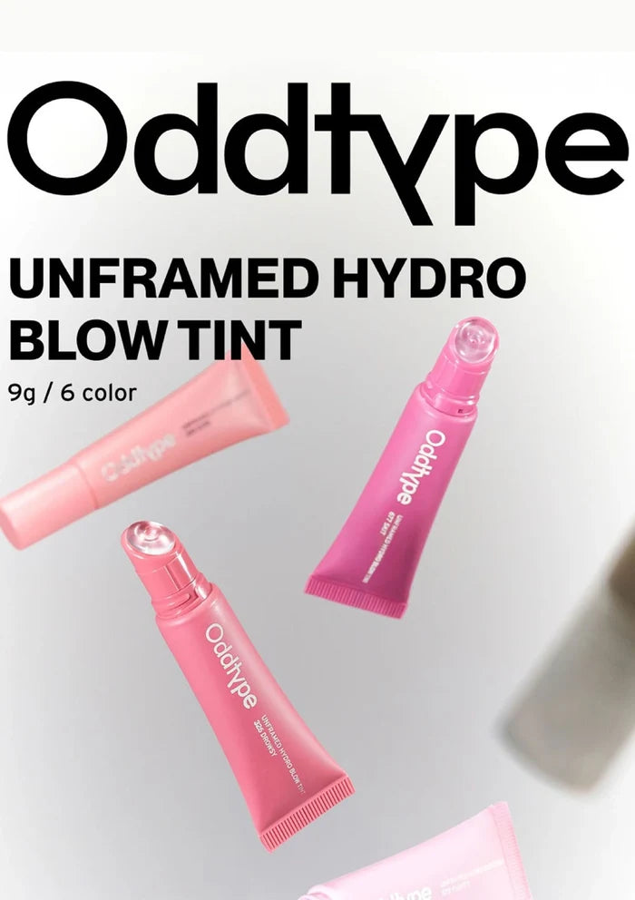 Pink hydro blow tint tubes with 'Oddtype' branding on a light gray background