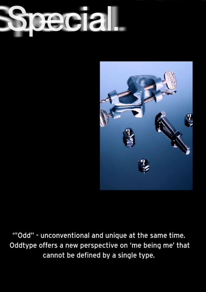 Metallic tool or component on a black background with text overlay.