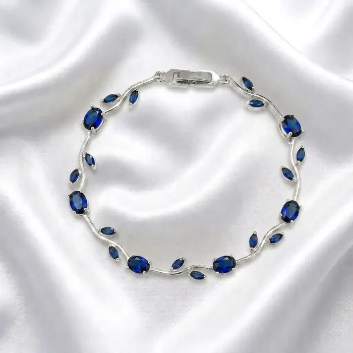 Delicate CZ Bridal Bracelet with Vine Design - Silver & Gold