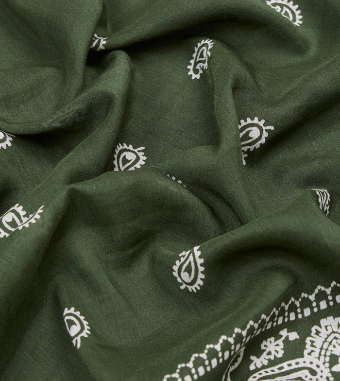 Olive Paisley Cotton-Silk Bandana