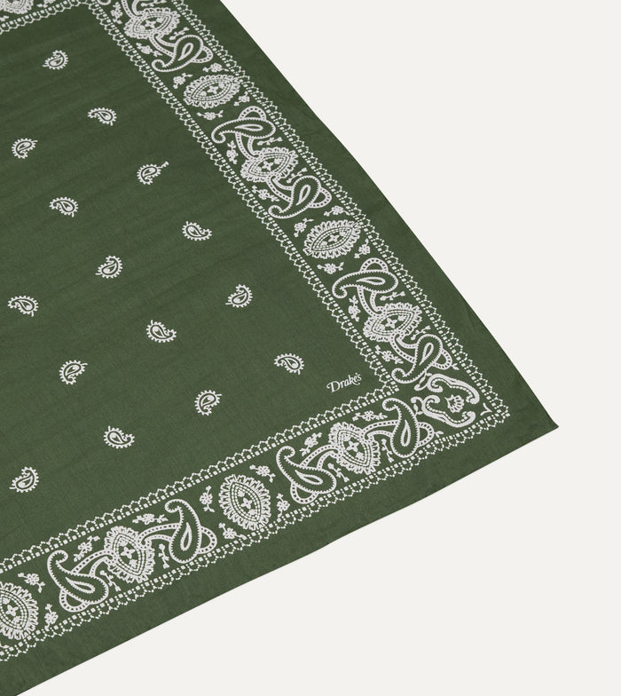 Olive Paisley Cotton-Silk Bandana