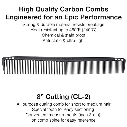 Olivia Garden CarbonLite Cutting comb 8" # CL-2 - Palms Fashion Inc.
