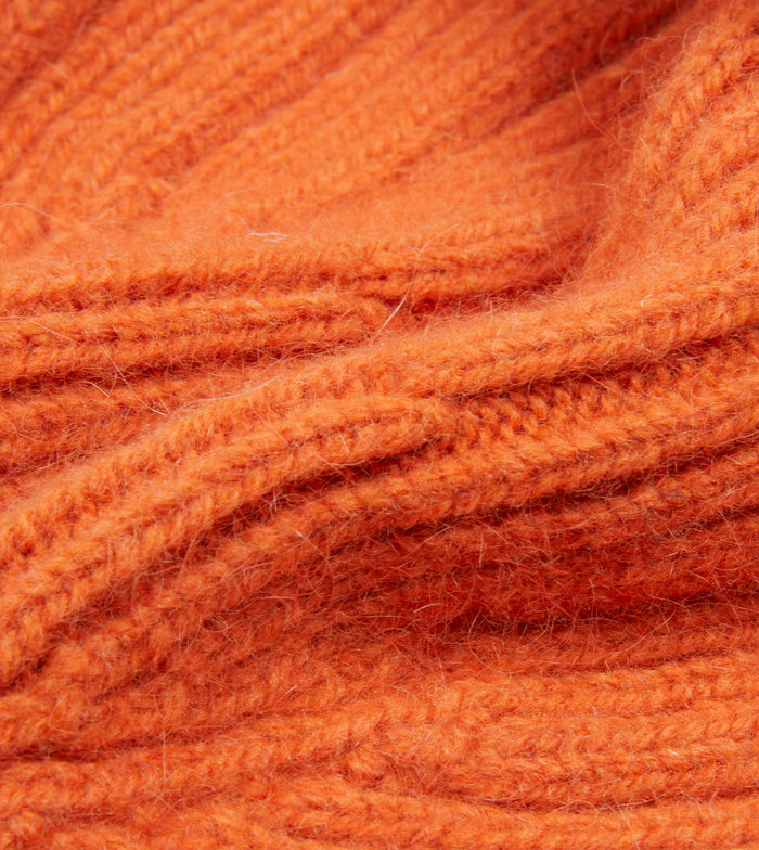 Orange Geelongora Ribbed Knit Cap