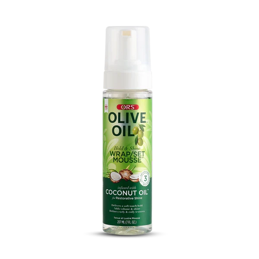 ORS Olive Oil Hold & Shine Wrap Set Mousse Infused with Coconut Oil 7oz