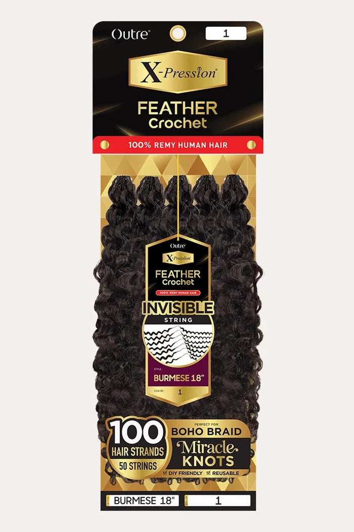 OUTRE X-PRESSION HUMAN HAIR FEATHER CROCHET - BURMESE 18 OUTRE