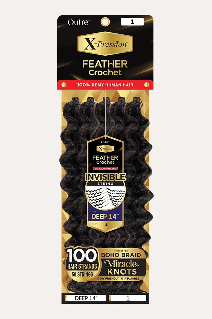 OUTRE X-PRESSION HUMAN HAIR FEATHER CROCHET - DEEP 14"