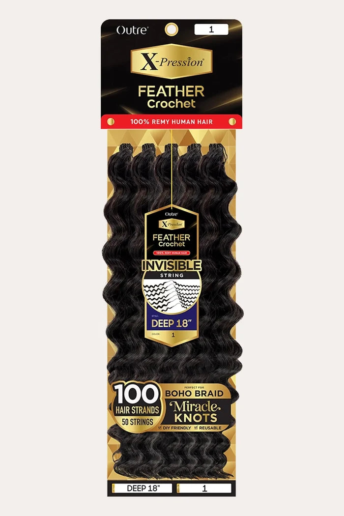 OUTRE X-PRESSION HUMAN HAIR FEATHER CROCHET - DEEP 18 OUTRE