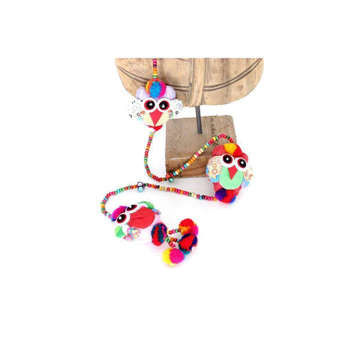 Owl Pom Pom Multicolor Garland Decor - Thailand