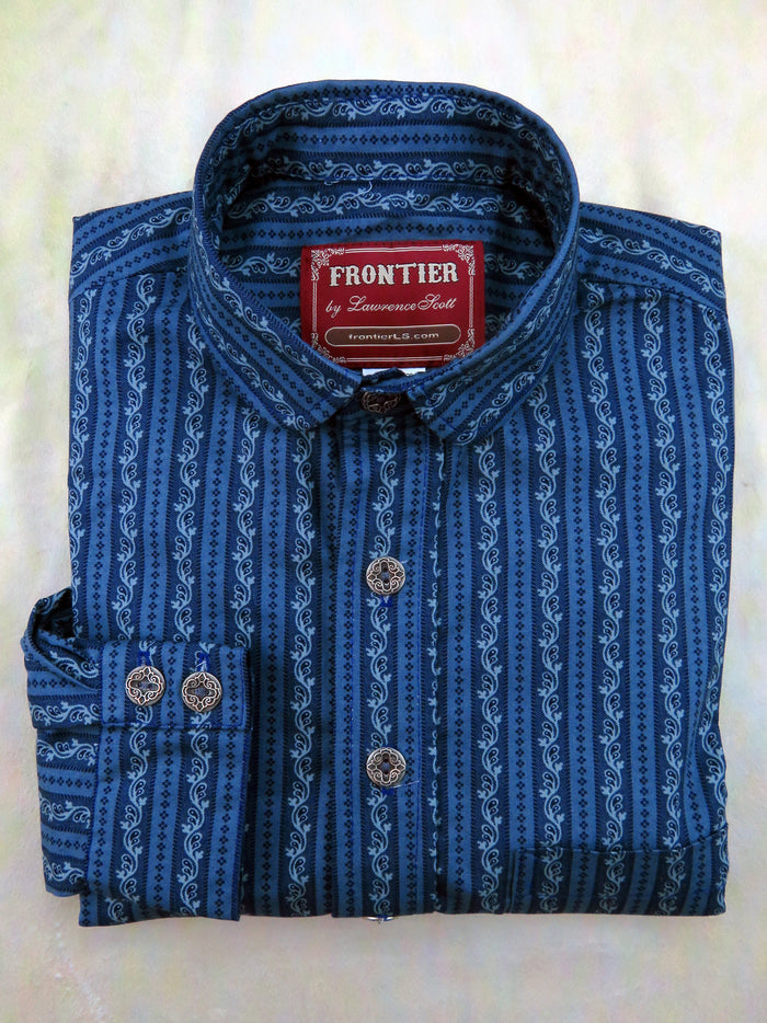 Oxford Blue Filigree Stripe Men's Dakota Shirt