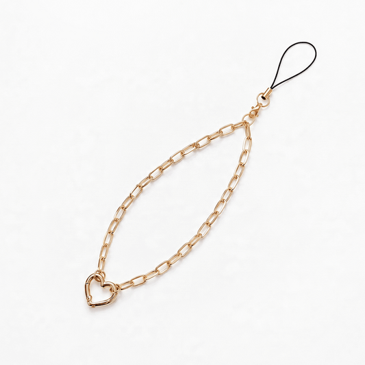PAPERCLIP GOLD PHONE STRAP - HEART