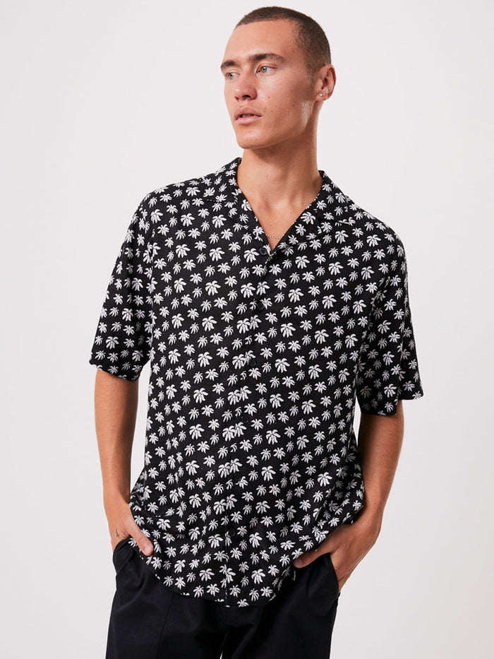 Pascale - Unisex Hemp Cuban Short Sleeve Shirt | Black-Image 1