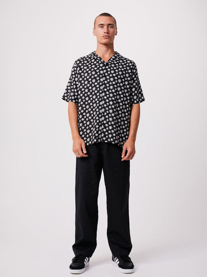Pascale - Unisex Hemp Cuban Short Sleeve Shirt | Black-Image 3