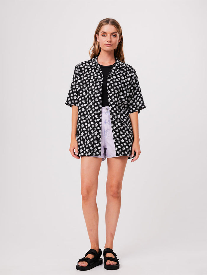 Pascale - Unisex Hemp Cuban Short Sleeve Shirt | Black-Image 4
