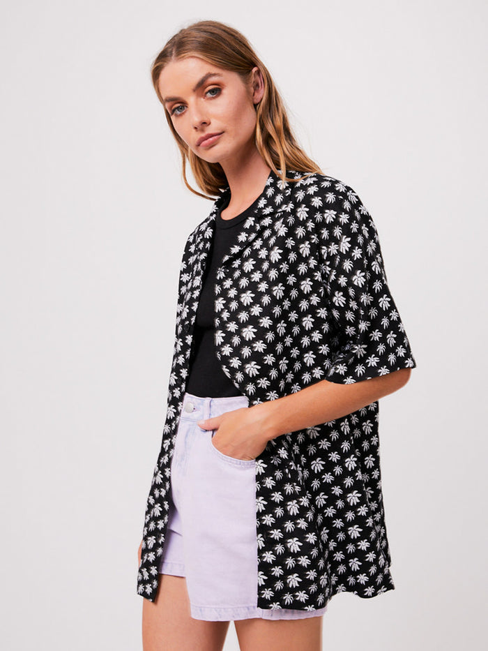 Pascale - Unisex Hemp Cuban Short Sleeve Shirt | Black-Image 6