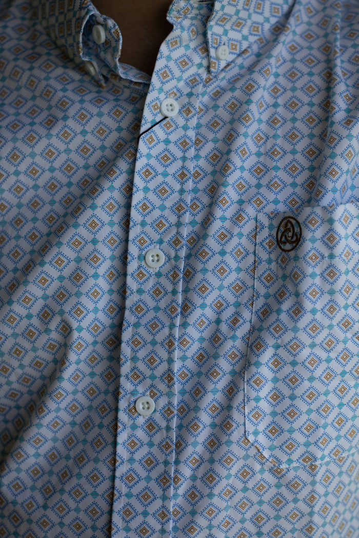 Peachy Turquoise Button Up