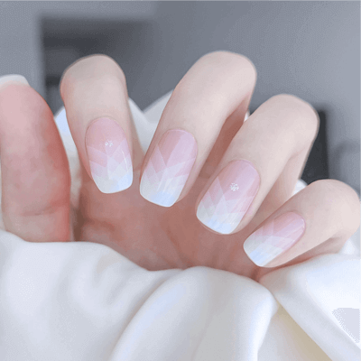 Rosy French Tips Semicured Gel Nail Strips - Pink French Manicure UV Nail Stickers