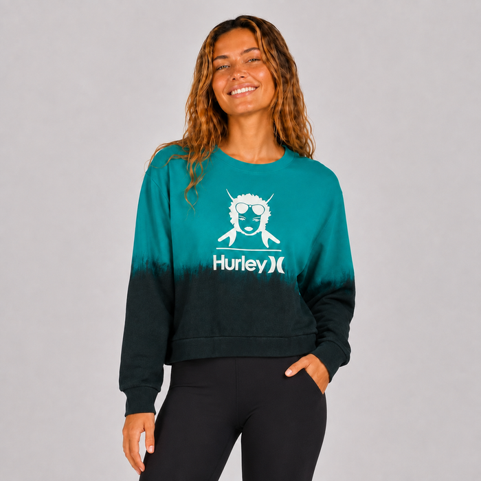 Polerón Tiedye Cropped Crew Teal Black