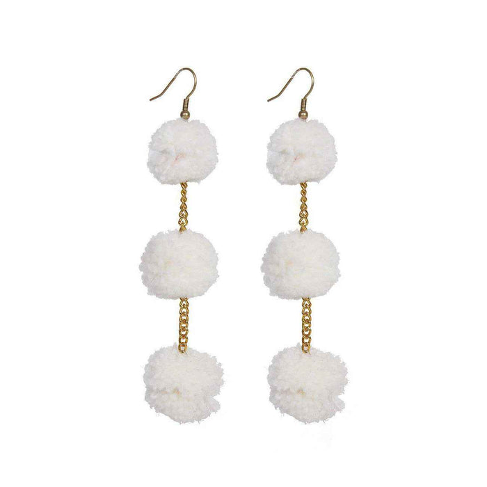 Pom Pom Triple Earrings - Thailand