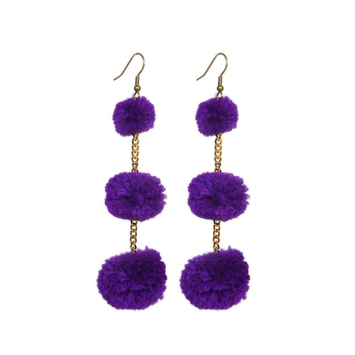 Pom Pom Triple Earrings - Thailand