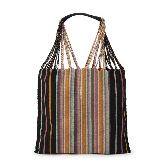Poppy Woven Striped Tote | Hammock Bag - Mexico