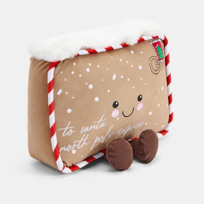 Postcards to North Pole Shaped Cushion - Brown 🇬🇧