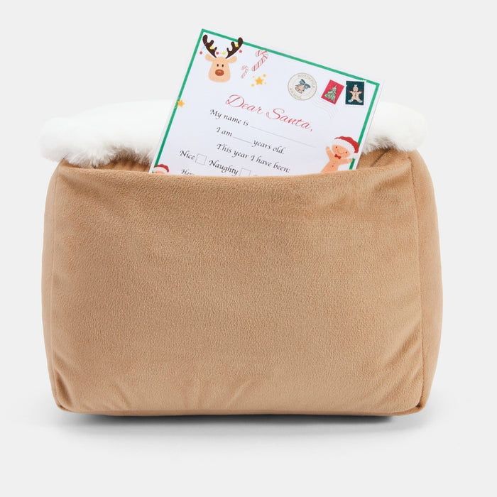 Postcards to North Pole Shaped Cushion - Brown 🇬🇧